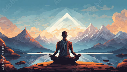 man meditating natural background