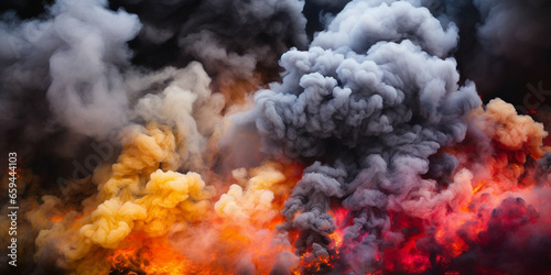 Explosion of smoke and fire on black background,abstract background.