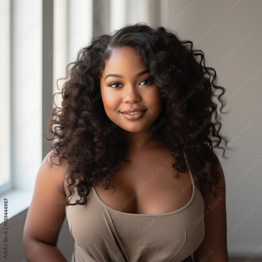 Chubby African-American woman posing for the camera 