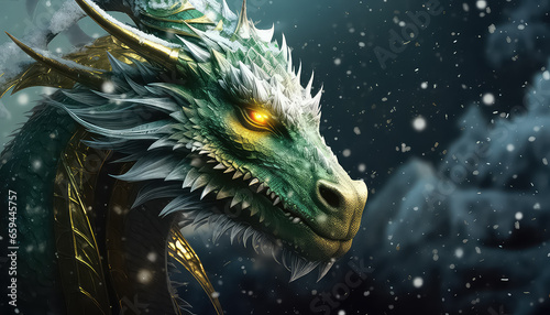 Green Chinese Dragon, New Year Concept © terra.incognita