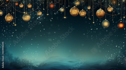 Christmas Background with decoration for new year celebration and copy space.