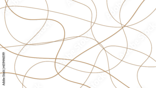 Abstract brown line background good for decoration and print on demand. Abstract curve brown on white background. Hand drawn banner with noodles