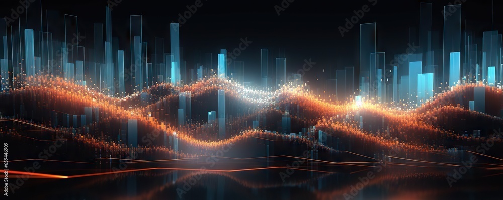 Obraz premium Abstract digital background. Can be used for technological processes, neural networks and AI, digital storages, sound and graphic forms, science, education, etc.