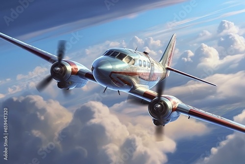 Contemporary aircraft in captivating sky. Generative AI