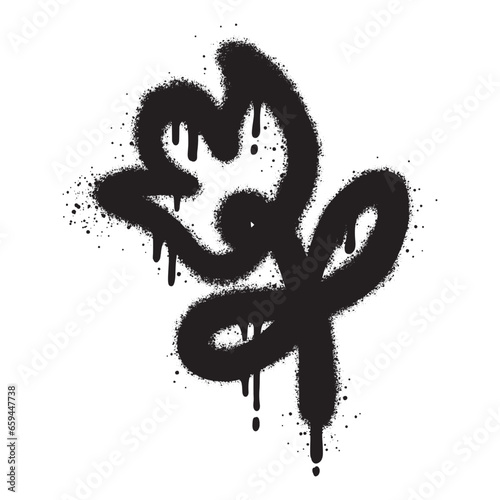 Spray Painted Graffiti flower Sprayed isolated with a white background.