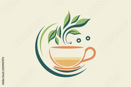 Orange tea. Cup with tea. vector art illustation