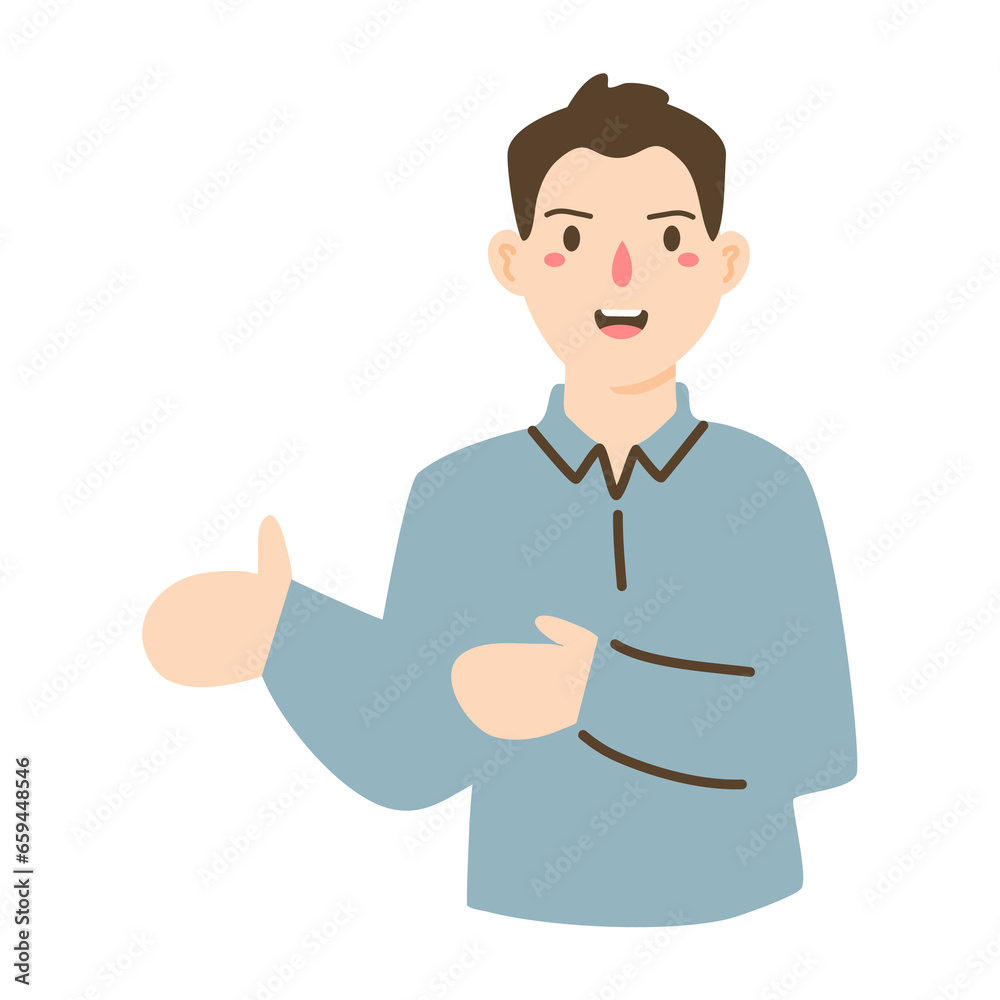 businessman pointing with hand at copy space