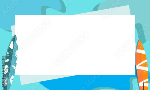 Creative and aesthetic blank pages of ripped paper with surfing board  background. copy space. blank paper.