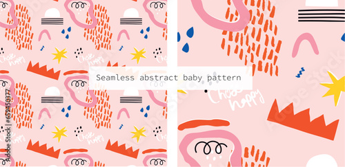abstract seamless hand drawn pattern,baby pattern,Colorful vector illustration. 