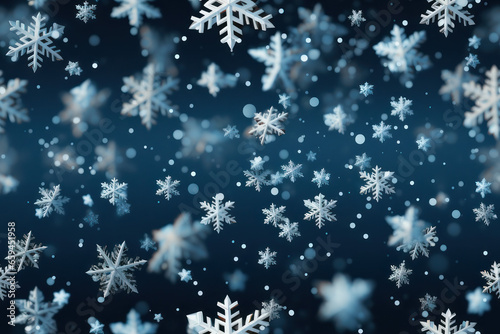 Elegant Snowflakes Postcard Pattern - Beautifully Designed Winter Greeting Card Background with Unique Crystal Artistry. Generative AI