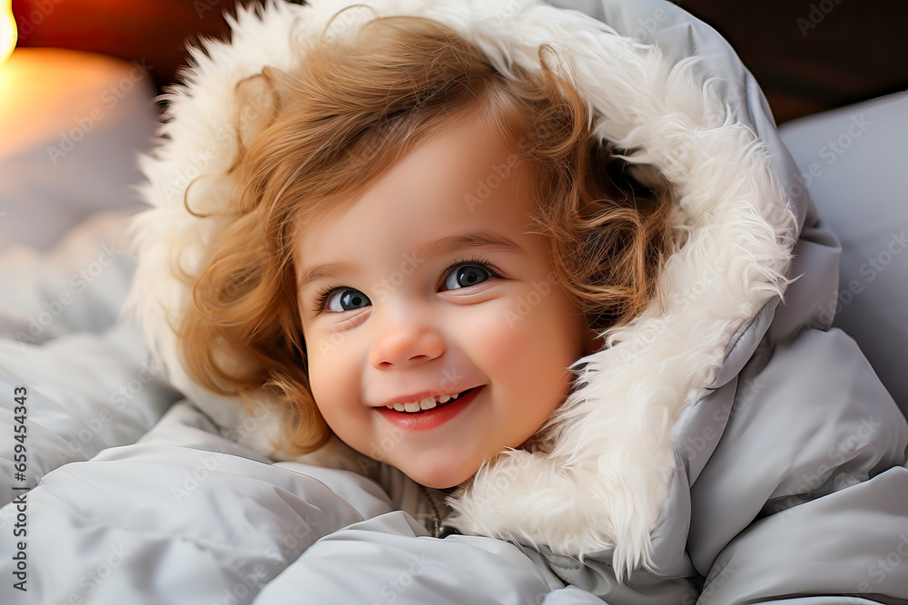 A joyful little girl wearing a white coat A joyful little girl wearing a white coat