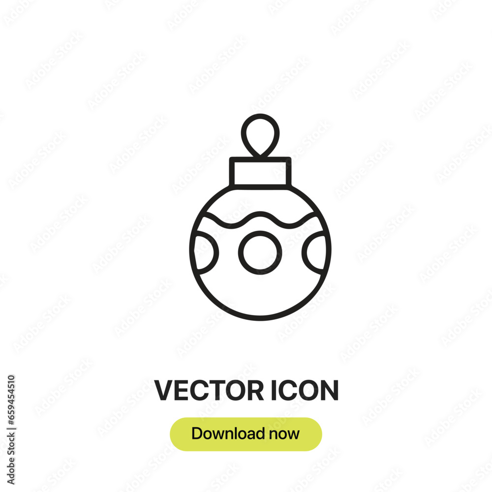 Bauble icon vector. Linear-style sign for mobile concept and web design. Bauble symbol illustration. Pixel vector graphics - Vector. Bauble icon vector. Linear-style sign for mobile concept and web design. Bauble symbol illustration. Pixel vector graphics - Vector.