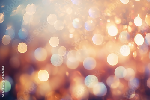 Abstract cream background with blurry festival lights and outdoor celebration bokeh
