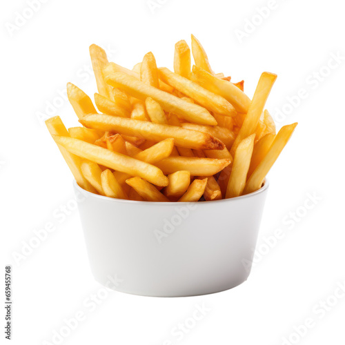 French fries isolated on white transparent background, PNG. 