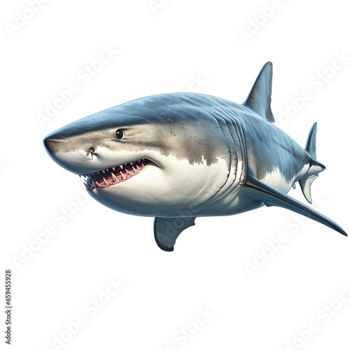 Great white shark isolated on white background