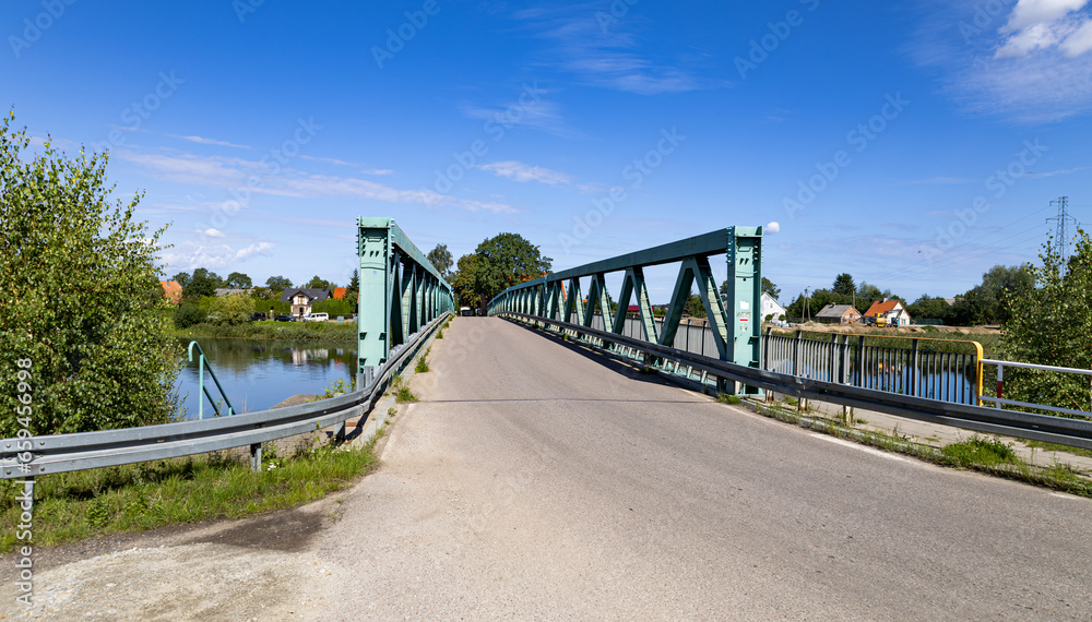 Road bridge over the Nogat River in Kępki, northern Poland