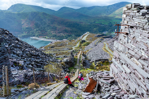 views around the old disused slate quarry of dinorwic , north Wales photo