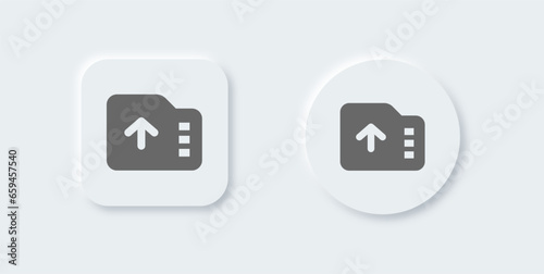 Export solid icon in neomorphic design style. Import file signs vector illustration.