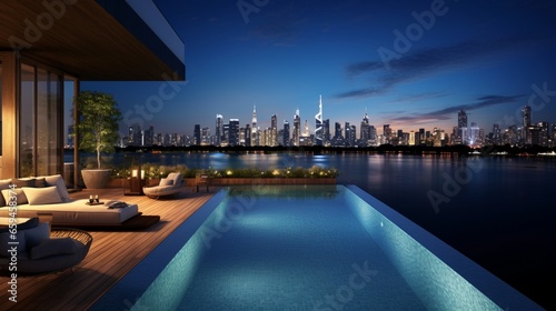 Rooftop Terrace Boasting an Infinity Pool and Breathtaking Skyline Backdrop. © ZUBI CREATIONS