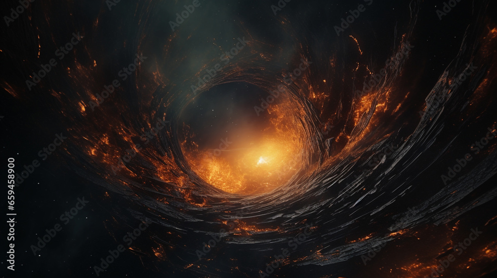 the psychedelic interstellar osmic black hole Osiris burned to a crisp 3d generative ai - obrazy, fototapety, plakaty 