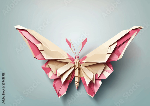 Colorful painted butterfly with wings spread out flying, vector illustration