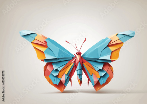 Colorful painted butterfly with wings spread out flying, vector illustration