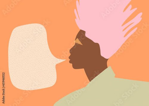 Man with speech bubble. Communication concept illustration photo
