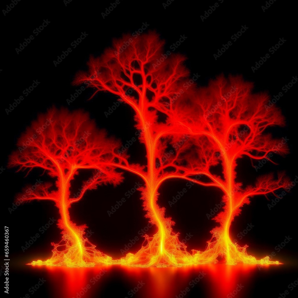 Fototapeta premium Lichtenberg-Figuren - trees made of fire.