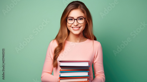 Happy teenage girl with books 