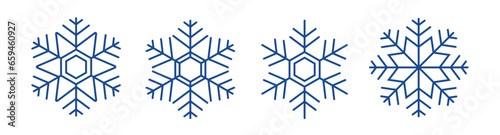 Snowflake set vector illustration. Ice flake icon collection to use in christmas, xmas, winter holiday projects. 
