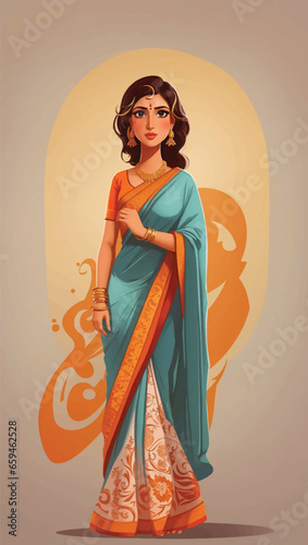 cartoon character or woman sari
