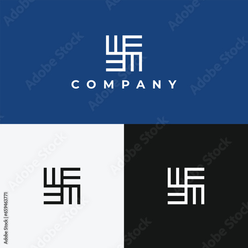 Modern vector abstract minimal logo and iconic symbol based on letters EF or FE concept