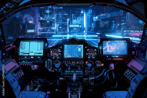 cockpit of a modern airplane
