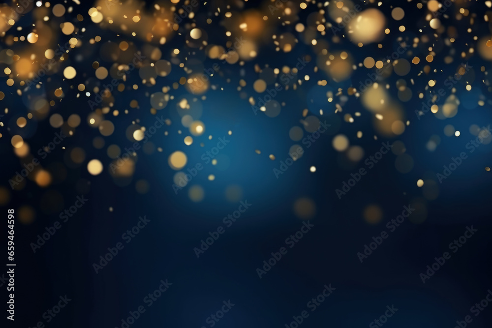 abstract background with Dark blue and gold particle, Christmas Golden light shine particles bokeh - obrazy, fototapety, plakaty 