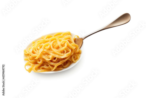 Gourmet Presentation: Isolated Pasta on Fork, Showcasing Delicious Detail