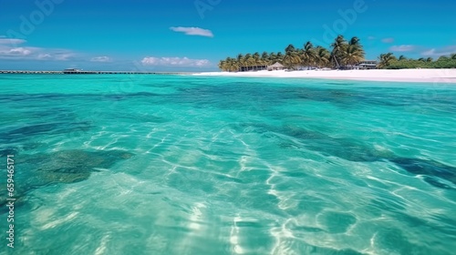 beach with white sand and beautiful palm trees © Daisha