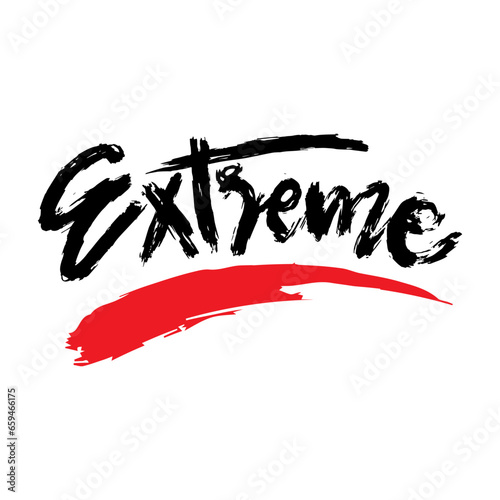 Extreme text vector. Modern dry brush lettering. Vector illustration. Grunge style.