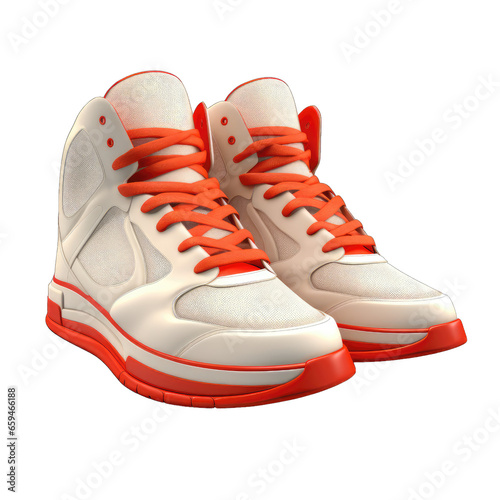 3d model of sneakers isolated on transparent and white background. Png transparent
