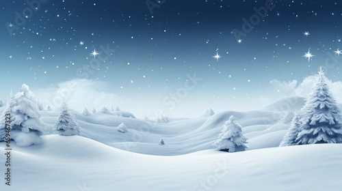 Abstract minimal winter Christmas background with Christmas tree, element and snowflakes, AI generated © Nattawat