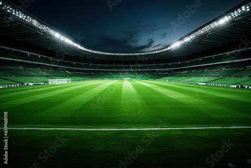 cinematic scene of an empty football stadium. 