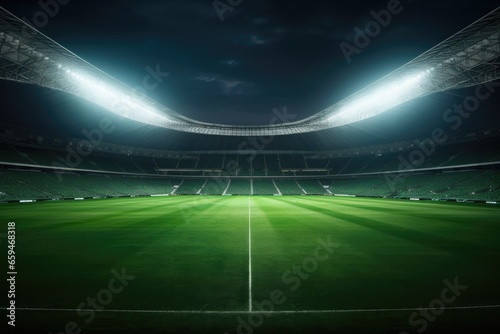 cinematic scene of an empty football stadium.  © LeitnerR