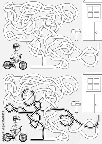 Happy kid maze with a solution