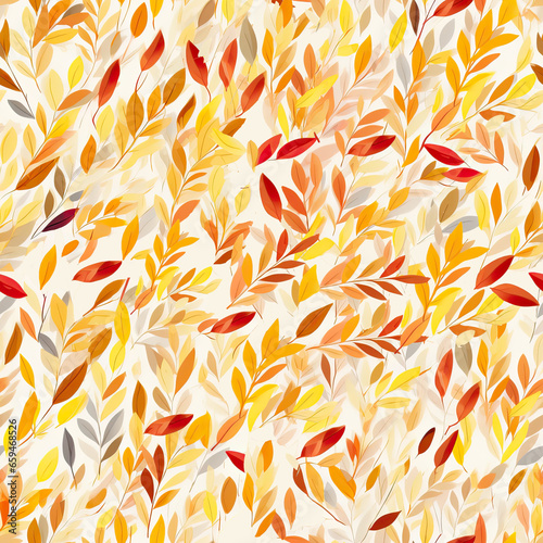 Autumn leaves seamless pattern. For repeat background. Generative AI