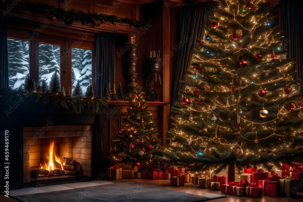 christmas tree with fireplace