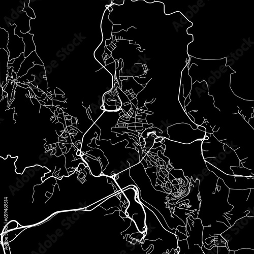 1:1 square aspect ratio vector road map of the city of Catanzaro in Italy with white roads on a black background.