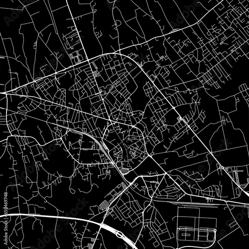 Bild auf Leinwand 1:1 square aspect ratio vector road map of the city of  Pordenone in Italy with white roads on a black background