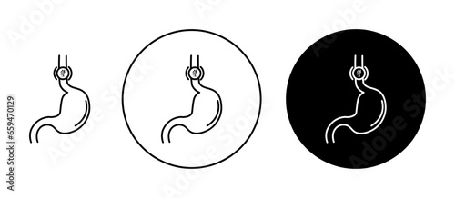 Line icon set for esophageal cancer. Esophageal disorder sign in black filled style. photo