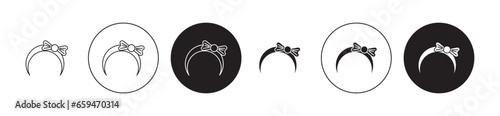 Hair band symbol set. Girl headband icon in black color.
