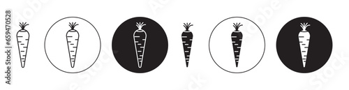Carrot Sign Set. Vegetarian carrot vector icon for UI designs.
