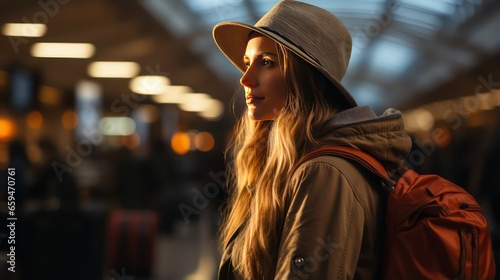 portrait of a girl in airport